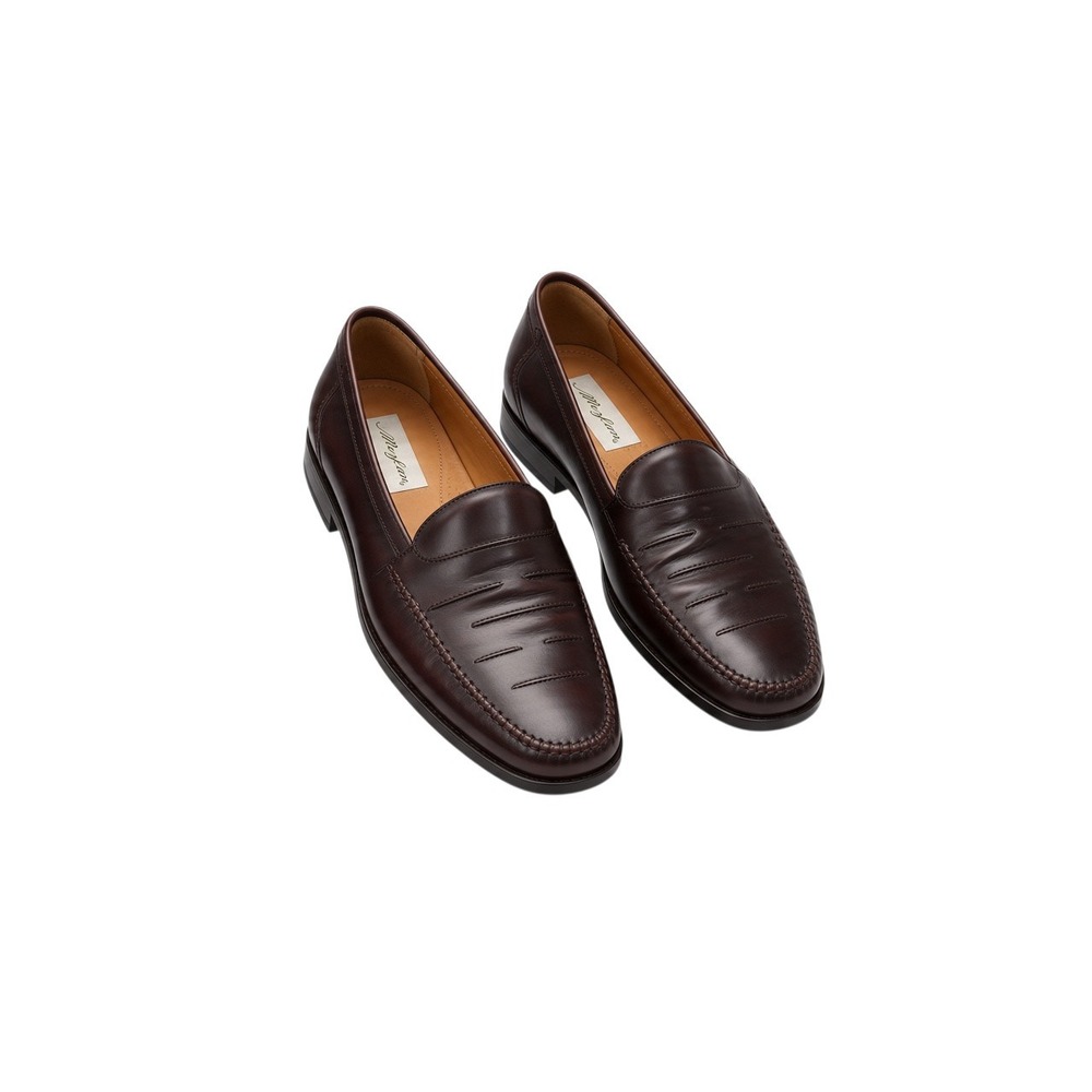 Mezlan Loafers Mens 10 M Burgundy Brown Leather Whipstitch Dress Shoes 40367